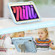 iPad mini 6 / mini 2024 Beige PC + Silicone Anti-drop Protective Tablet Case with Butterfly Shape Holder & Pen Slot - Beige + Ice Crystal Blue