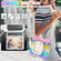iPad mini 6 / mini 2024 Heavy Duty Silicone Hybrid PC Tablet Case with Holder & Shoulder Strap - Colorful Pink