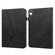 iPad mini 6 / mini 2024 Solid Color Embossed Striped Leather Case - Black