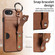 iPhone 7 / 8 / SE 2022 Calf Texture Wrist Card Slot Ring Phone Case - Brown