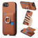 iPhone 7 / 8 / SE 2022 Carbon Fiber Ring Side Insert Card Bag MagSafe Phone Case - Brown