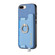 iPhone 7 / 8 / SE 2022 Retro Magsafe Cross Leather Ring Holder Card Bag Phone Case - Blue