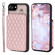 iPhone SE 2022 / 2020 / 8 / 7 Grid Texture Card Bag Phone Case with Lanyard - Rose Gold