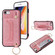 iPhone SE 2022 / SE 2020 / 8 / 7 Glitter Powder PU+TPU Shockproof Protective Case with Holder & Card Slots & Wrist Strap - Pink