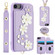 iPhone SE 2022 / SE 2020 Crossbody Flower Pattern Leather Phone Case - Purple