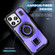 iPhone 13 Pro Max Ring Holder Carbon Fiber PC Hybrid TPU Phone Case - Purple