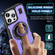 iPhone 13 Pro Max Ring Holder Carbon Fiber PC Hybrid TPU Phone Case - Purple