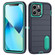 iPhone 13 Pro Max Defender Gen2 Rugged PC + Silicone Phone Case with Holder - Dark Blue+Cyan