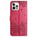 iPhone 13 Pro Max Cat Embossing Pattern Leather Phone Case with Lanyard - Red