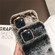 iPhone 13 Pro Max Diamond Lens Ring Solid Color Plush Phone Case - Gray
