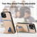 iPhone 13 Pro Max Carbon Fiber Card Bag Fold Stand Phone Case - Khaki