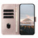 iPhone 13 Pro Max Triangle Pattern Buckle Clasp Leather Phone Case - Rose Gold