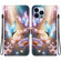 iPhone 13 Pro Max Crystal Texture Colored Drawing Leather Phone Case - Butterfly Love Flower