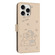 iPhone 13 Pro Max Embossed Kitten Phone Leather Case with Lanyard - Beige