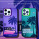 iPhone 13 Pro Max Creative Oil Painting Colorful Sunset Scenery TPU + PC Shockproof Phone Case - Green Coconut Tree