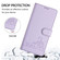 iPhone 13 Pro Max Cat Rat Embossed Pattern RFID PU Phone Case with Wrist Strap - Purple