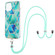 iPhone 13 Pro Max Electroplating Splicing Marble Pattern Dual-side IMD TPU Shockproof Case with Neck Lanyard - Green