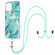 iPhone 13 Pro Max Electroplating Splicing Marble Pattern Dual-side IMD TPU Shockproof Case with Neck Lanyard - Blue