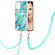 iPhone 13 Pro Max Electroplating Splicing Marble Pattern Dual-side IMD TPU Shockproof Case with Neck Lanyard - Blue