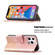 iPhone 13 Pro Max Matching Color Crocodile Texture Horizontal Flip PU Leather Case with Wallet & Holder & Card Slots - Rose Gold