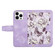 iPhone 13 Pro Max Floral Pattern Leather Phone Case with Lanyard - Light Purple
