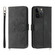 iPhone 13 Pro Max Skin-feel Flowers Embossed Wallet Leather Phone Case - Black