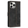 iPhone 13 Pro Max Tulips Embossed Leather Phone Case with Lanyard - Black
