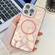 iPhone 13 Pro Max Plating Texture MagSafe TPU Phone Case with Glitter Lens Film - Pink Feathers