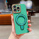 iPhone 13 Pro Max Charm Eye Electroplating Metal Holder Phone Case - Green