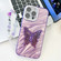 iPhone 13 Pro Max Plating Glitter Lens Film Texture Butterfly Holder Wristband Phone Case - Purple Water Ripples