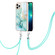 iPhone 13 Pro Max Electroplating Marble Pattern IMD TPU Shockproof Case with Neck Lanyard - Green 003