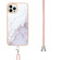 iPhone 13 Pro Max Electroplating Marble Pattern IMD TPU Shockproof Case with Neck Lanyard - White 006