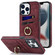 iPhone 13 Pro Max Vintage Patch Leather Phone Case with Ring Holder - Red