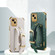 iPhone 13 Pro Max Electroplated TPU Crocodile Pattern Leather Case with Wrist Strap - White