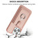 iPhone 13 Pro Max Litchi Texture Drawing Card Bag Ring Holder Phone Case - Rose Gold