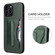 iPhone 13 Pro Max Fierre Shann Full Coverage Protective Leather Case with Holder & Card Slot - Green