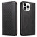 iPhone 13 Pro Max Braided Embossed Strong Magnetic Leather Phone Case - Black