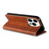 iPhone 13 Pro Max Braided Embossed Strong Magnetic Leather Phone Case - Brown