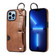 iPhone 13 Pro Max Calf Texture Wrist Card Slot Ring Phone Case - Brown