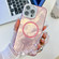 iPhone 13 Pro Max Plating Texture Wristband MagSafe TPU Phone Case with Glitter Lens Film - Pink Tinfoil Texture