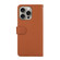 iPhone 13 Pro Max ABEEL Delicate Texture Splicing RFID Leather Phone Case - Brown