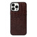 iPhone 13 Pro Max Crocodile Top Layer Cowhide Leather Case - Coffee