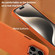 iPhone 13 Pro Max Metal Lens Frame Leather Full Coverage Shockproof Phone Case - Orange
