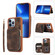 iPhone 13 Pro Max Zipper Card Bag Back Cover Phone Case - Brown