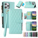 iPhone 13 Pro Max Rhombic Zipper Wallet Leather Phone Case - Cyan