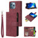 iPhone 13 Pro Max Multifunctional Phone Leather Case with Card Slot & Holder & Zipper Wallet & Photo Frame - Wine Red