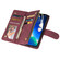 iPhone 13 Pro Max Multifunctional Phone Leather Case with Card Slot & Holder & Zipper Wallet & Photo Frame - Wine Red
