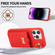 iPhone 13 Pro Max Vertical Card Bag Ring Holder Phone Case with Dual Lanyard - Red