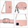 iPhone 13 Pro Max Rhombic Texture Flip Leather Phone Case with Long Lanyard - Coral Pink