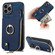 iPhone 13 Pro Max Cross Leather Ring Vertical Zipper Wallet Back Phone Case - Blue